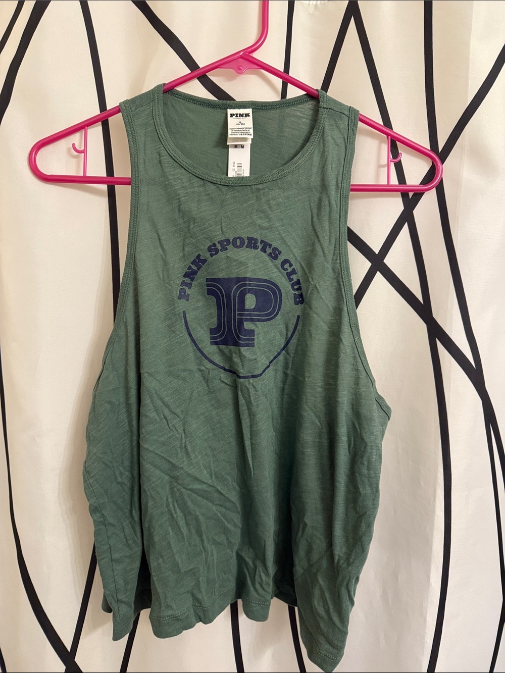 NWT PINK Victoria's Secret Green Graphic Muscle Tank - Medium